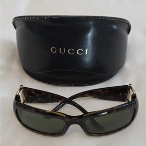 Gucci Brown Tortoise Sunglasses with Black Case